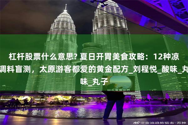 杠杆股票什么意思? 夏日开胃美食攻略：12种凉拌调料盲测，太原游客都爱的黄金配方_刘程悦_酸味_丸子