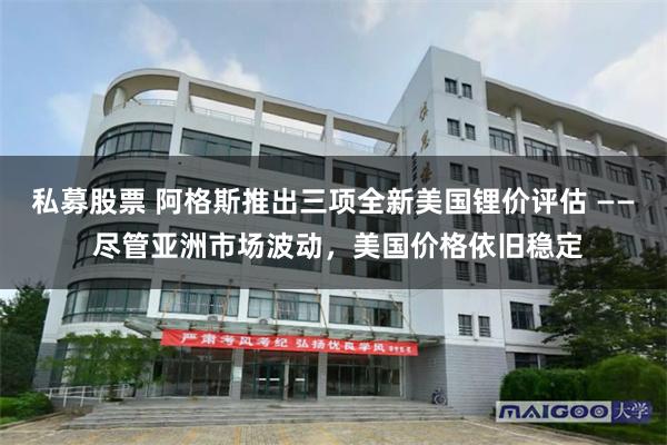 私募股票 阿格斯推出三项全新美国锂价评估 —— 尽管亚洲市场波动，美国价格依旧稳定