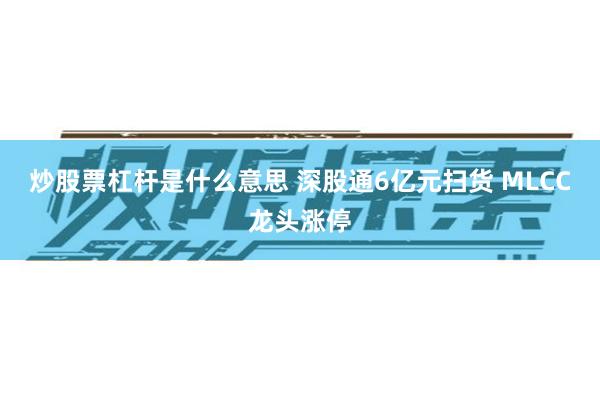 炒股票杠杆是什么意思 深股通6亿元扫货 MLCC龙头涨停