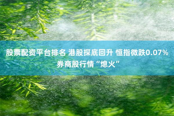 股票配资平台排名 港股探底回升 恒指微跌0.07% 券商股行情“熄火”