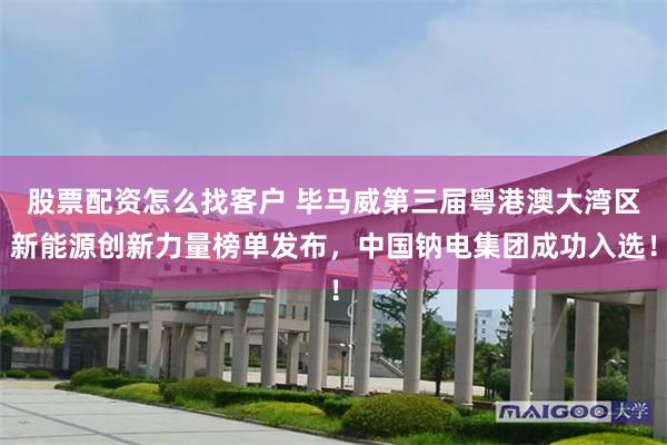股票配资怎么找客户 毕马威第三届粤港澳大湾区新能源创新力量榜单发布,中国钠电集团成功入选!