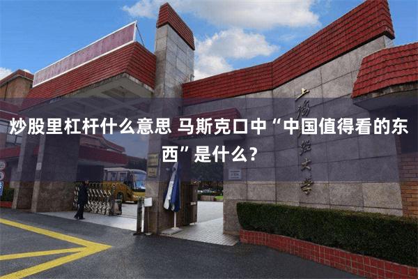 炒股里杠杆什么意思 马斯克口中“中国值得看的东西”是什么？